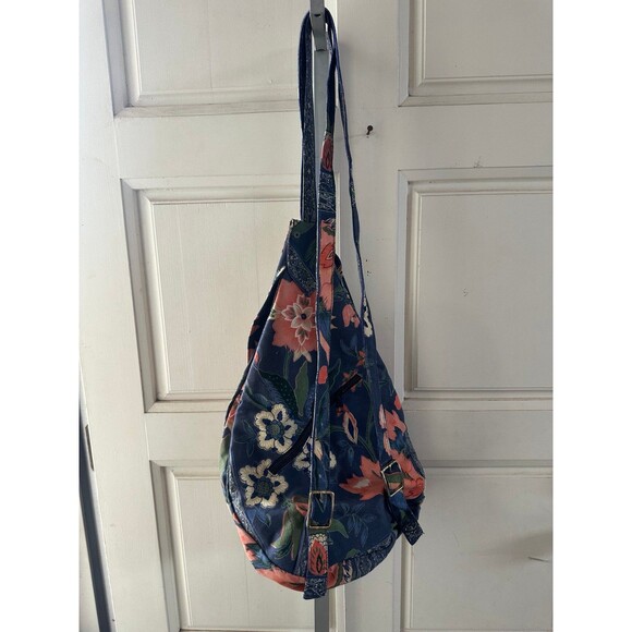 Handprint NYC/Seattle Vintage 100% Cotton Floral Sling Buckle Strap Backpack Bag - Picture 4 of 7